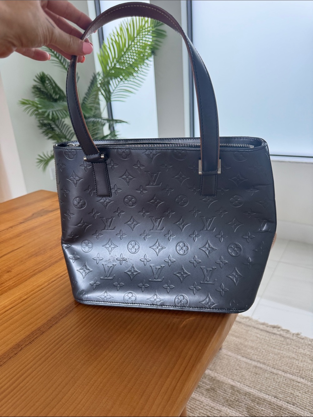 Louis Vuitton Black Monogram-Embossed Shoulder Bag